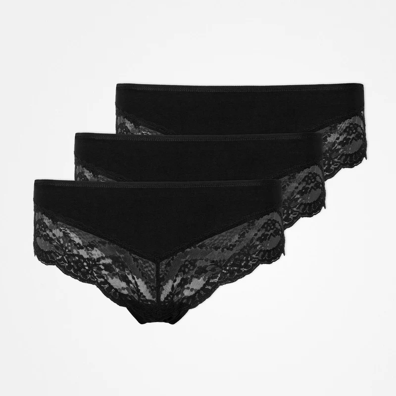 Hipster Panties mit Spitze | Schwarz