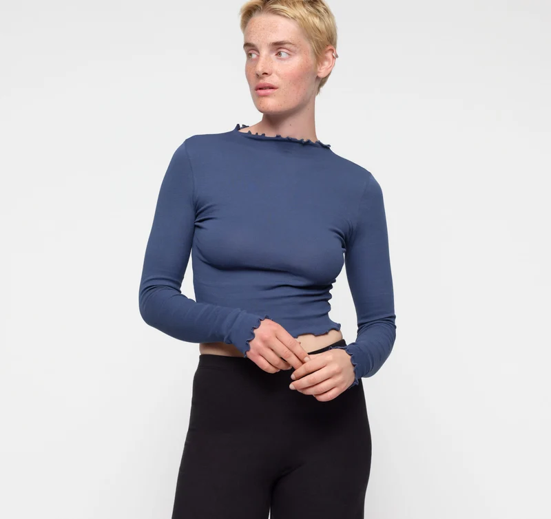 Core Rib Mock Neck Long Sleeve Tee