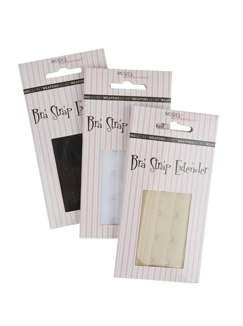Secret Weapons - Bra Bits 3er-Pack BH-Verlängerungen 4 Haken Schwarz, Hautfarben & Weiß