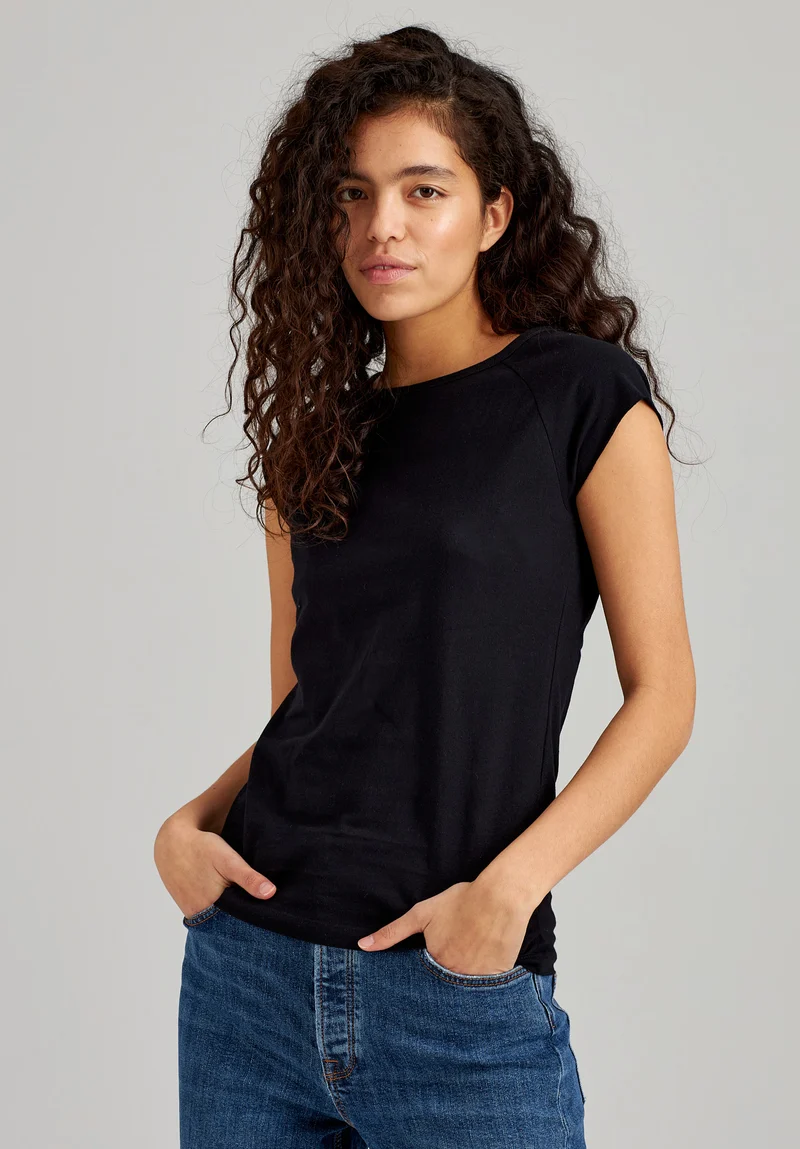 TT01 Cap Sleeve T-Shirt black (GOTS, vegan)