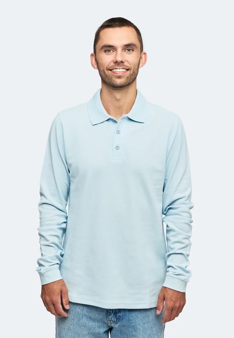Langarm Baumwoll Piqué Poloshirt Ralph