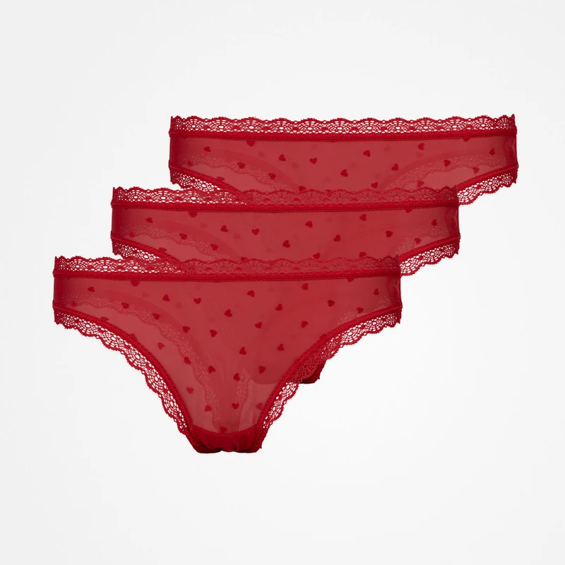 Tangas mit Spitze love | Kirschrot