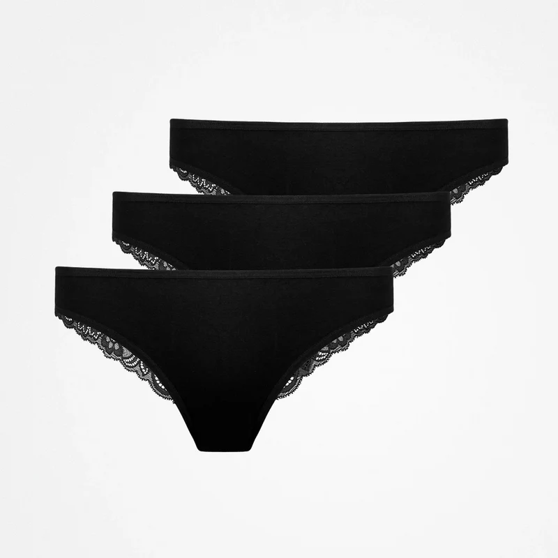 Tangas mit Spitze back ass | Schwarz