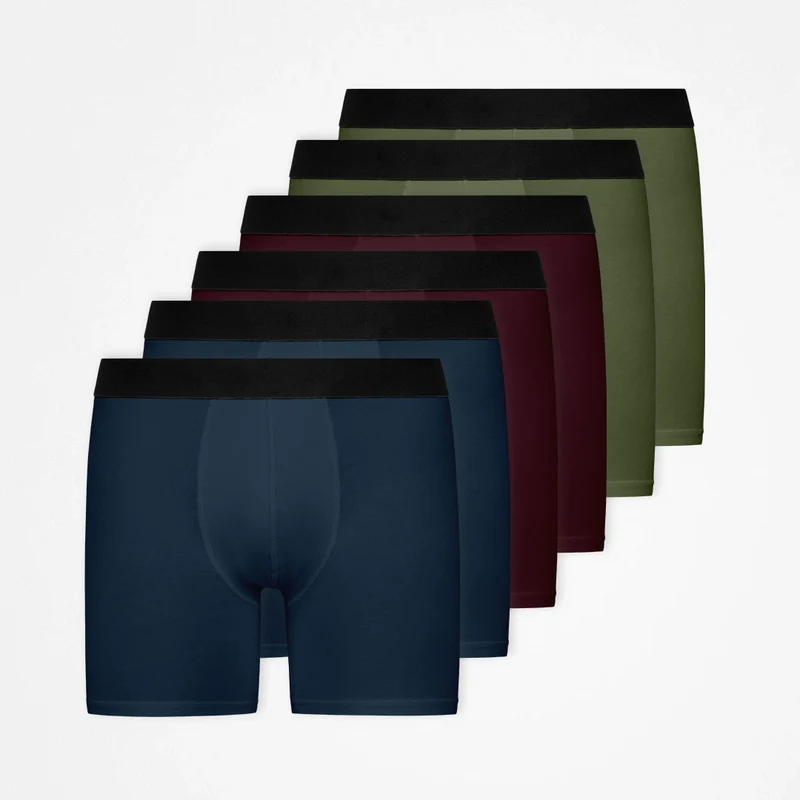 Lange Boxershorts ohne Logo | Mix (Rot/Olive/Blau)