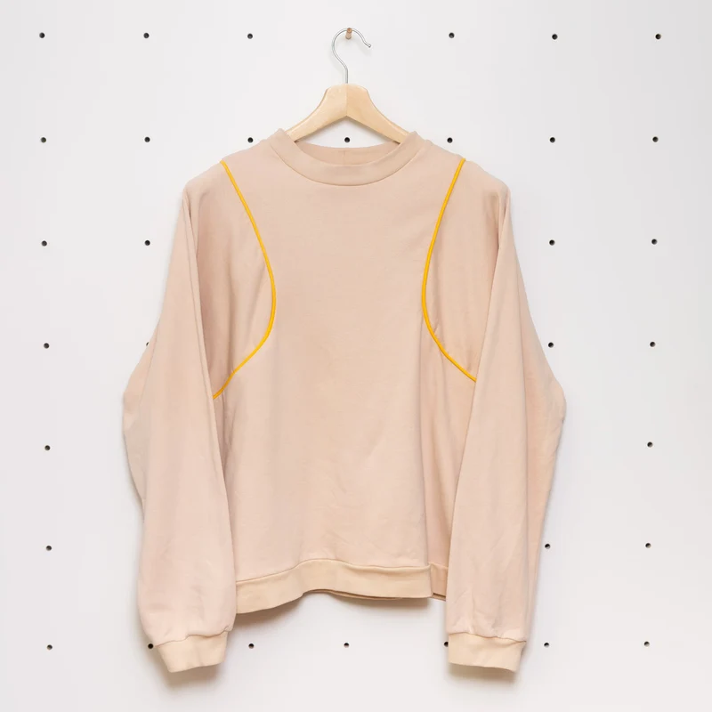 Nachhaltiger Paspel Pullover Off White Gr. L - Made in Germany