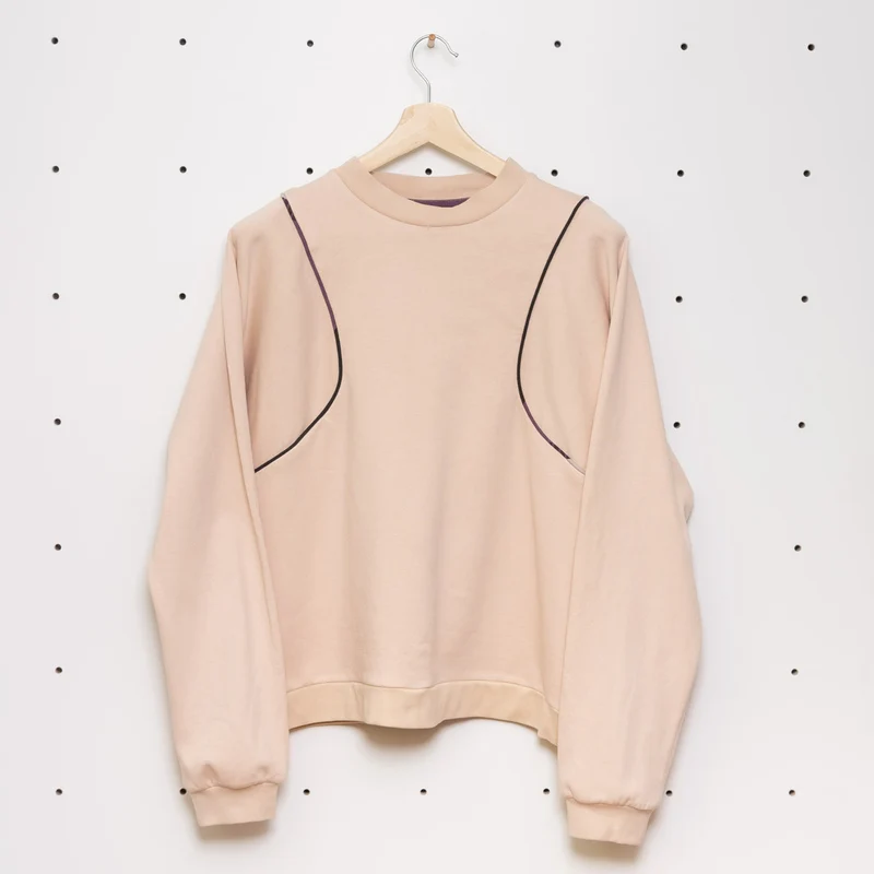 Nachhaltiger Paspel Pullover Off White Gr. L - Made in Germany
