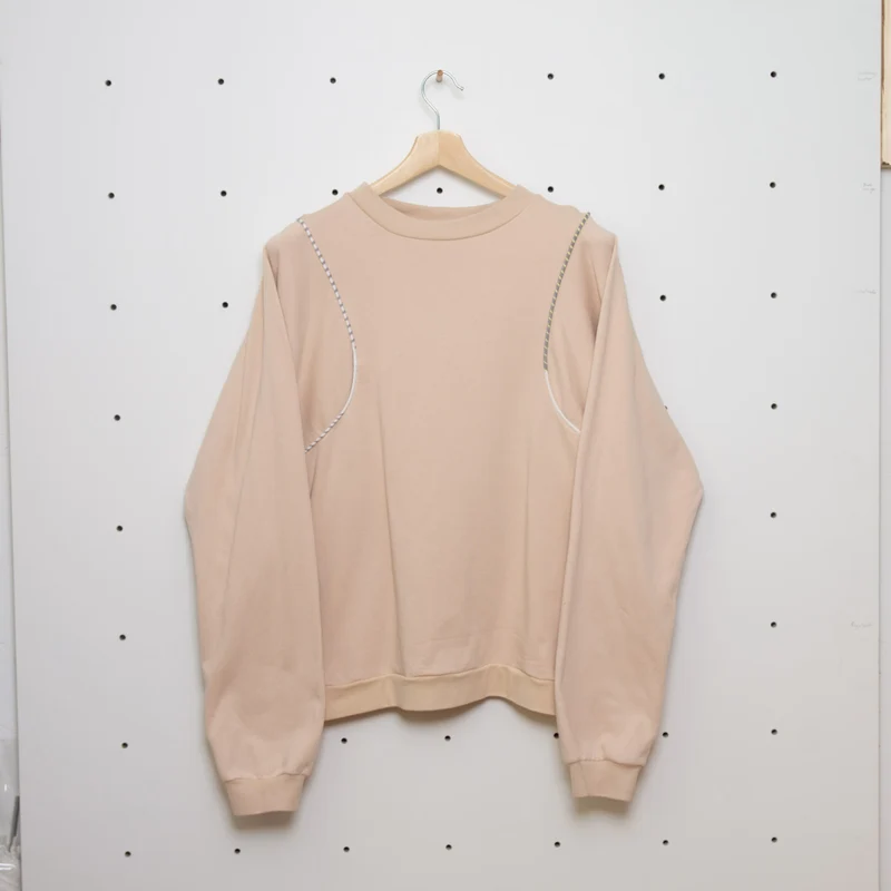 Nachhaltiger Paspel Pullover Off White Gr. XL - Made in Germany