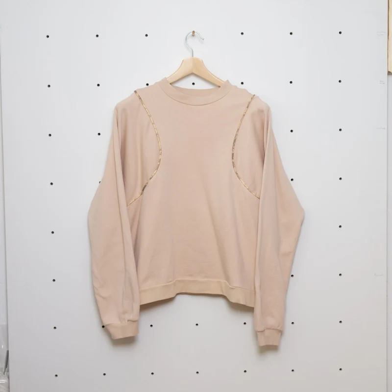 Nachhaltiger Paspel Pullover Off White Gr. L - Made in Germany