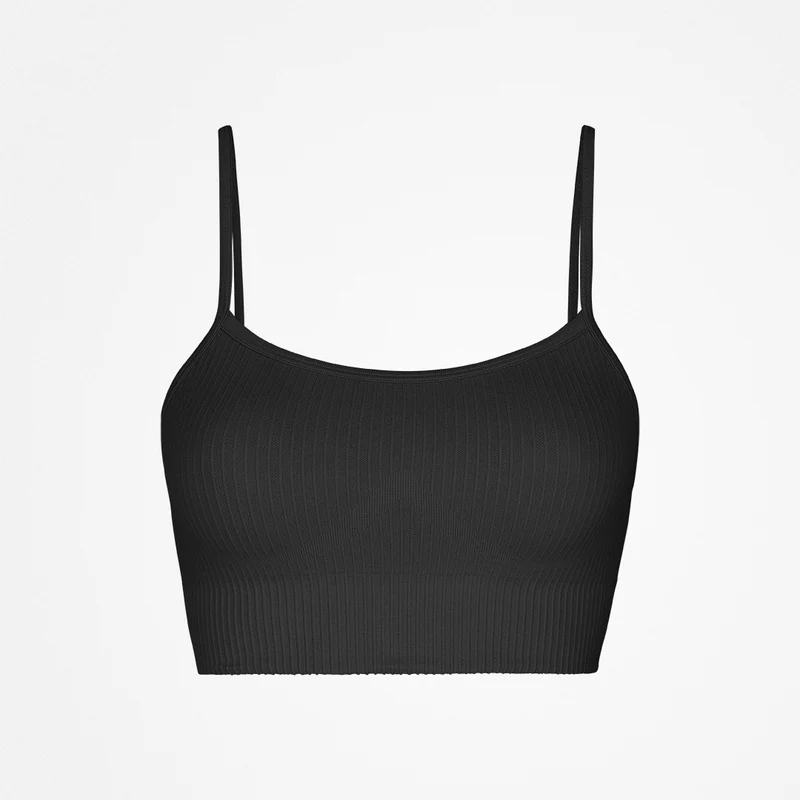 Gerippter Sport-BH | Schwarz