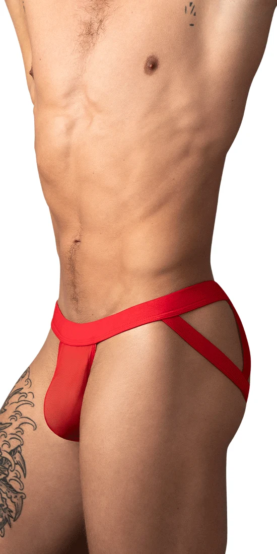 Male Power 352-307 Mesh 2 Strappy Ring Jock Red