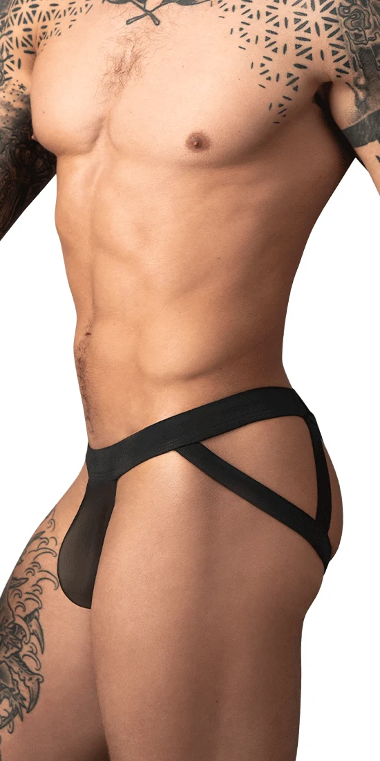 Male Power 352-307 Mesh 2 Strappy Ring Jock Black