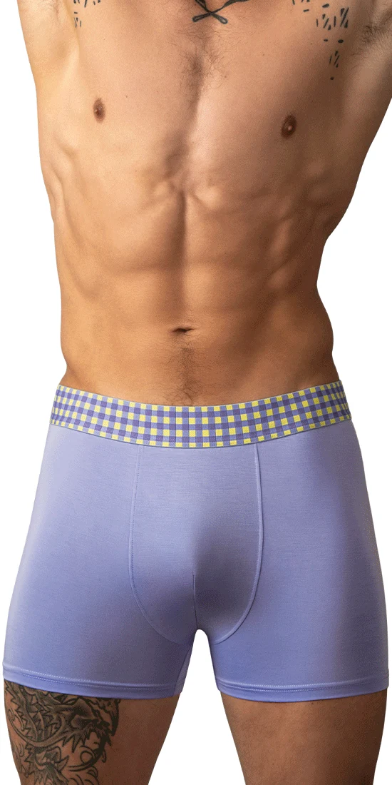 Male Power 161-306 So Comfy Gingham Boxer Brief Purple
