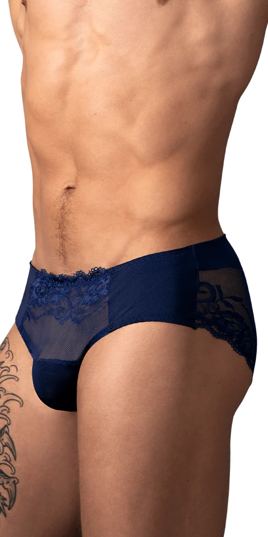 Male Power 492-280 Sassy Lace Bikini Sold Pouch Navy