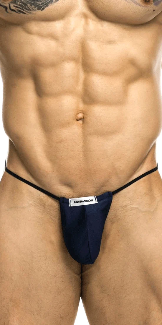 Justin+Simon Xsj02 Silky G-string Bulge Navy