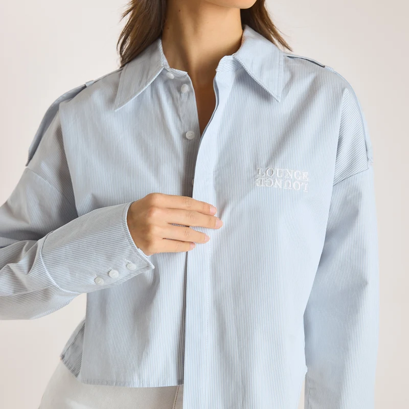 Asymmetrisches Hemd - Blauer Streifen