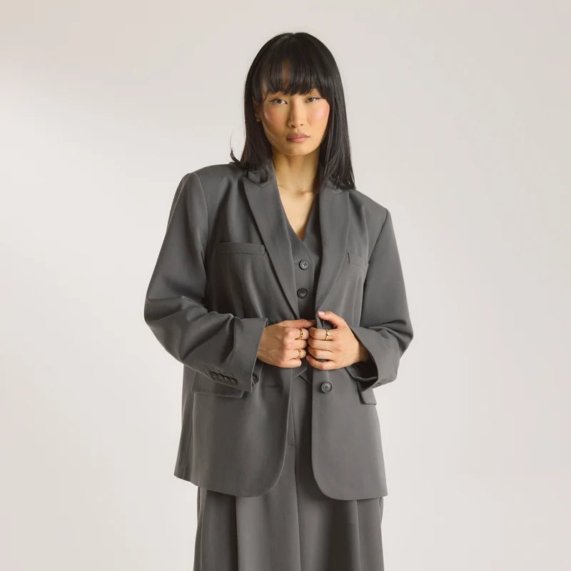Übergrosser Blazer - Anthrazit