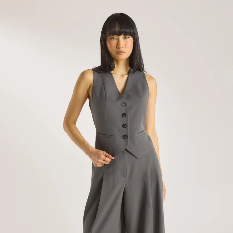Tailored-Weste - Anthrazit