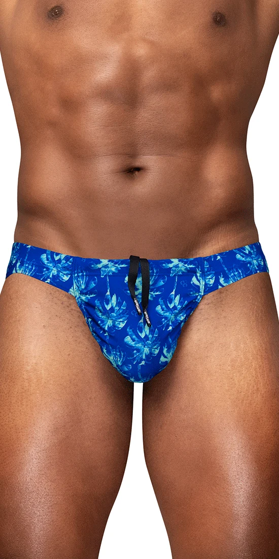 Ergowear Ew1826 Vibrant Blue Abstract Floral Men's Swim Bikini Royal Blue-palms