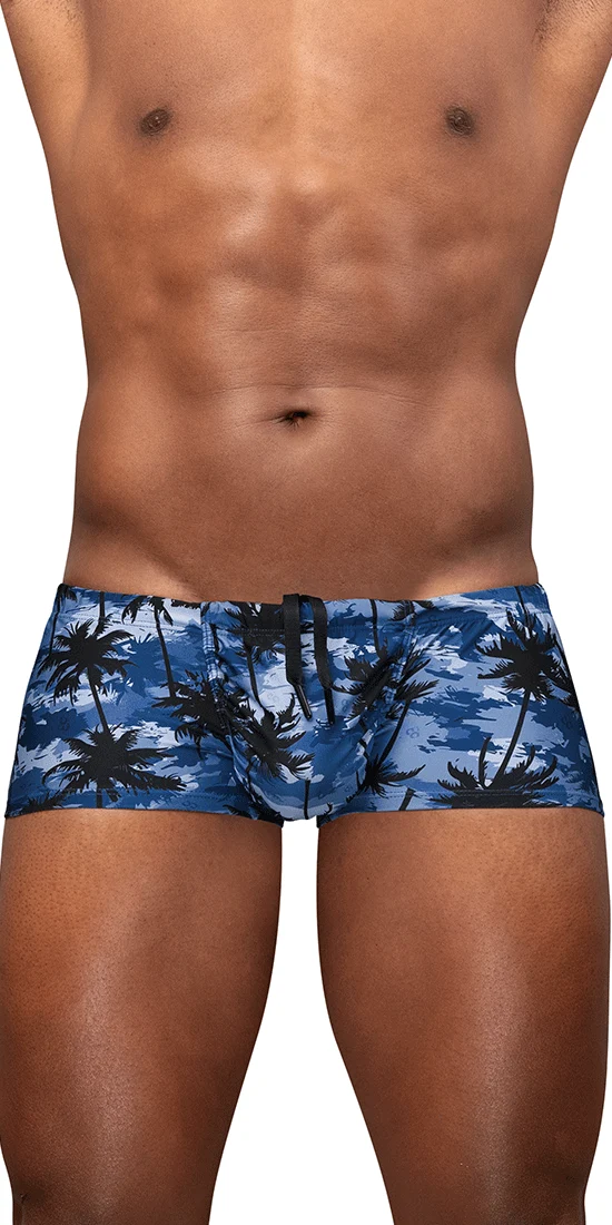 Ergowear Ew1825 Tropical Camo Palm Print Swim Trunks Dark Blue-palms