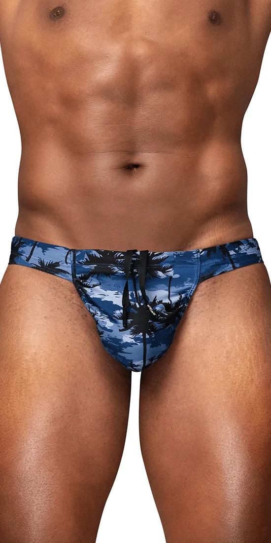 Ergowear Ew1824 Midnight Tropics Men's High-performance Swim Bikini Dark Blue-palms