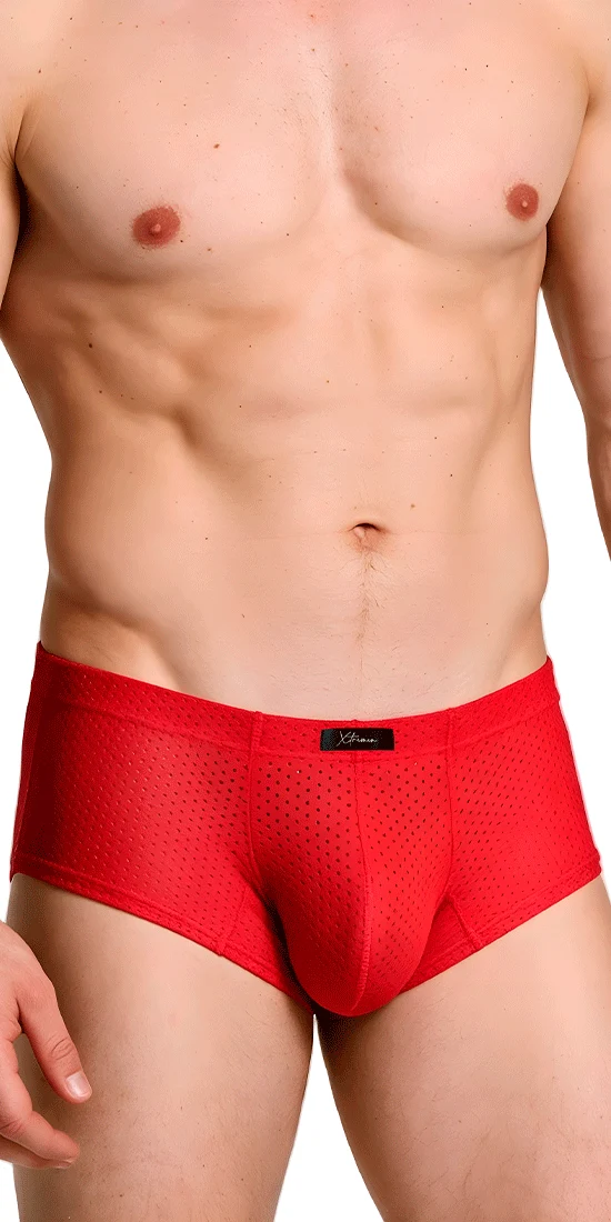 Xtremen 91269 Sleek V-cut Performance Mesh Briefs Red