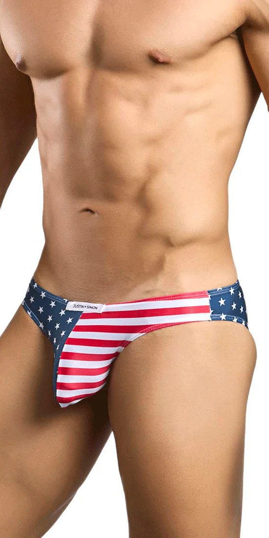 Justin+simon Xsj01 Classic Silky Bikini Usa Flag