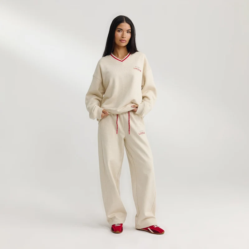 V-Neck Jumper - Oat Marl