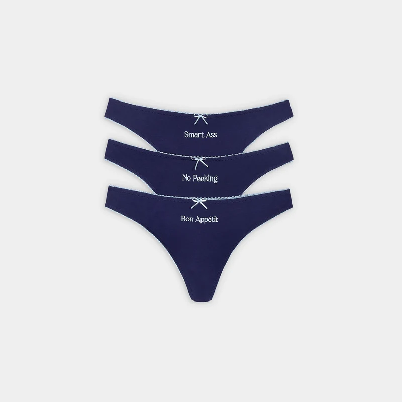Slogan Strings (3er-Pack) - Marineblau