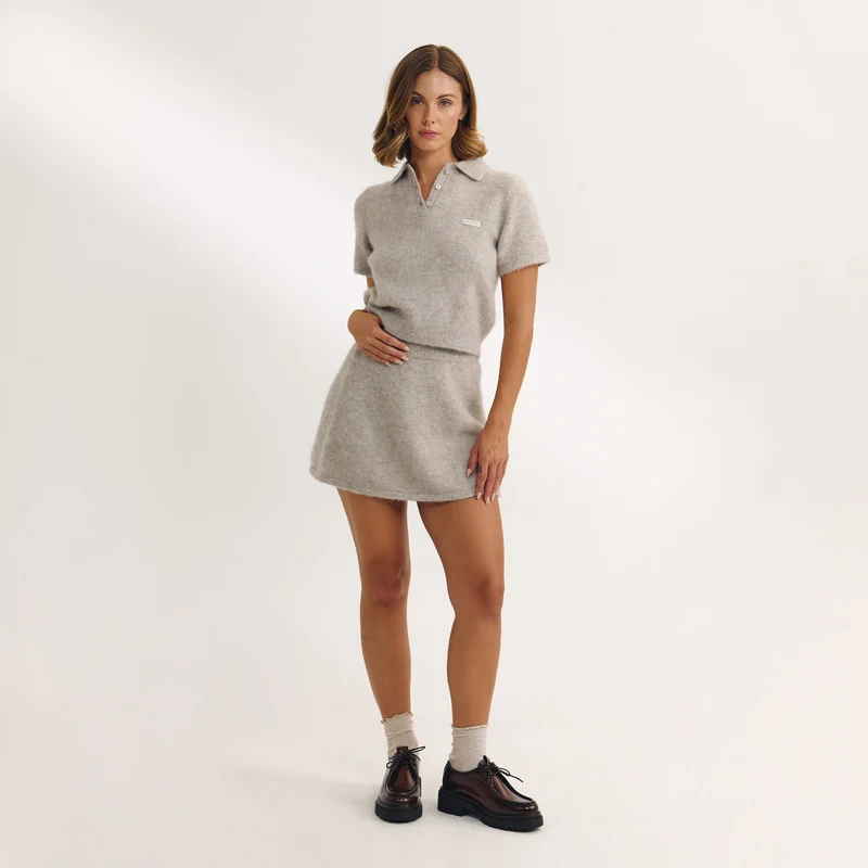 Knitted Mini Skirt - Mink