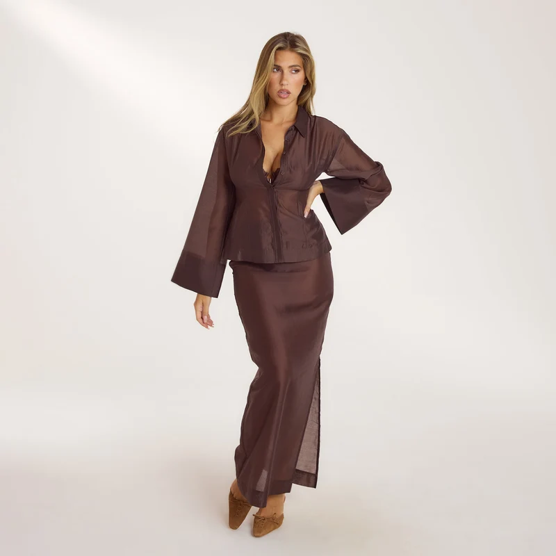 Sheer Maxi Skirt - Chocolate