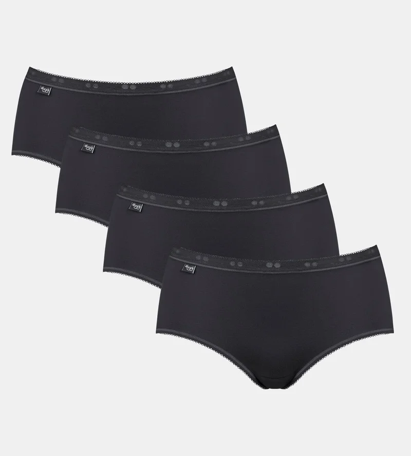 Sloggi - Basic Plus Midi Brief 4er-Pack Schwarz
