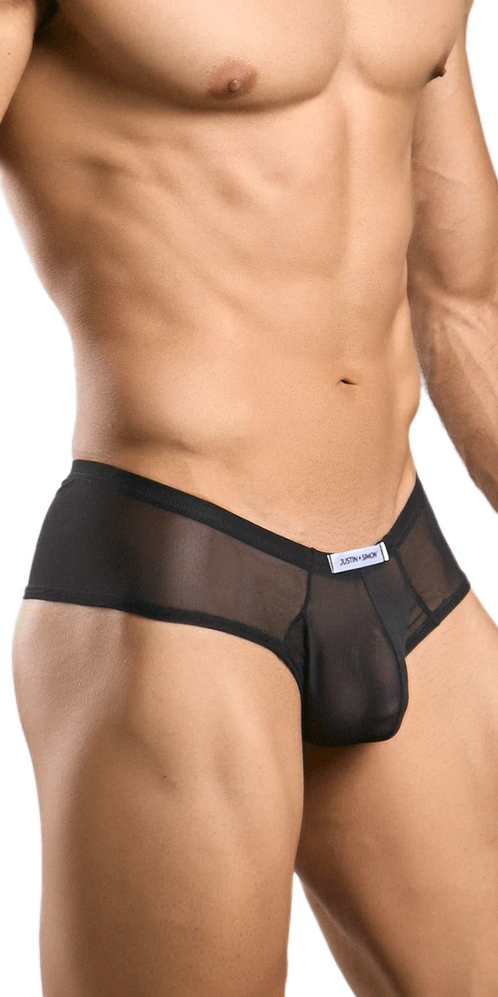 Justin+simon Xsj22 Cheek Briefs Black Mesh