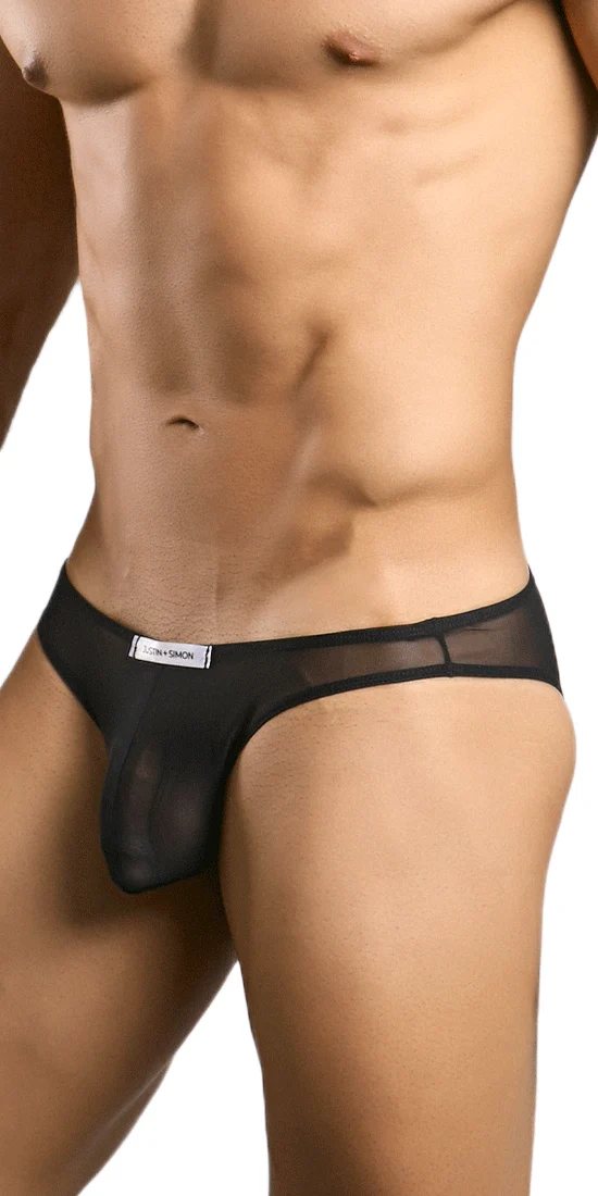 Justin+simon Xsj01 Classic Silky Bikini Black Mesh